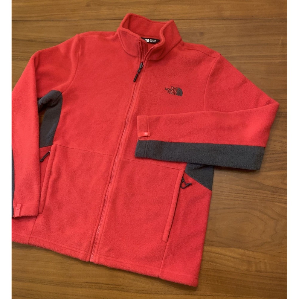 The North Face Fleece Jacket Mens Medium Red Khumbu Colorblock Full Zip Warm